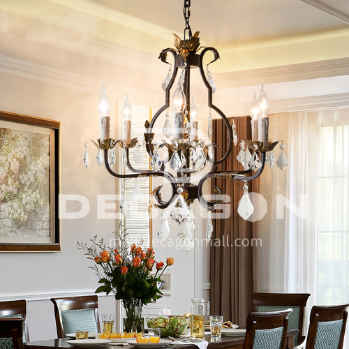 American country chandelier restaurant lamp dining room chandelier creative retro crystal lamp American crystal chandelier-WX-D9010